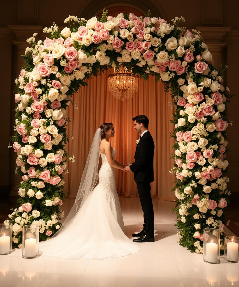 تنسيق عرس بأسلوب Rose Garden من معرض إلهام زفة في الكويت
